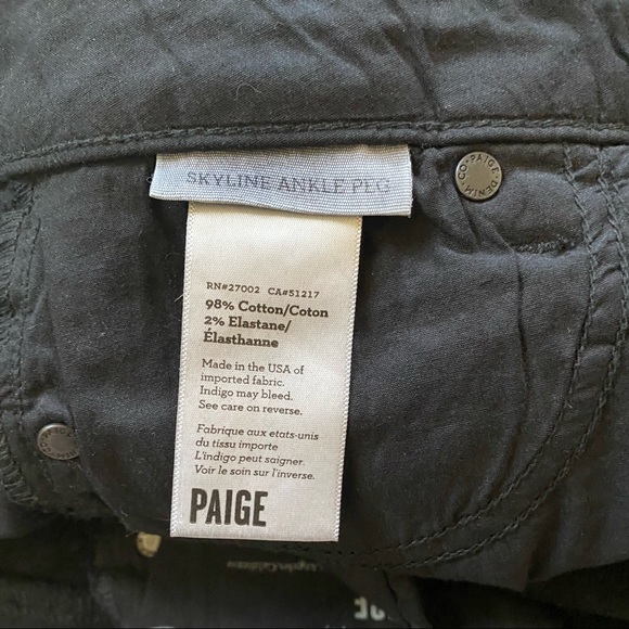 PAIGE Skyline Ankle Peg Jeans in Black Galaxy with Silver Studs Size 27 - Picture 7 of 9
